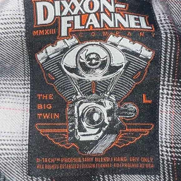DIXXON ‘Big Twin’ long sleeve flannel Plaid Men's Shirt sz L - Picture 3 of 3